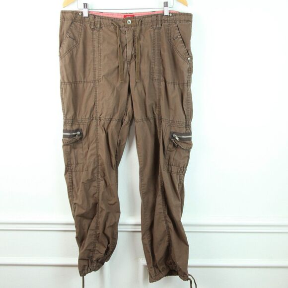Vintage 17 L Cargo Pants Y2K Mid Rise Gorpcore Utility Brown Preppy Mossimo - Picture 1 of 9